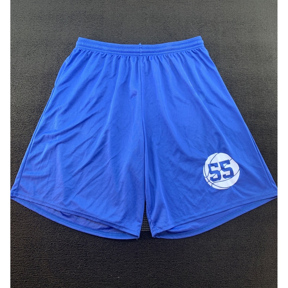 Signature Sportswear Basketball Shorts Size L Blue 55‎ Mesh Athletic Made USA